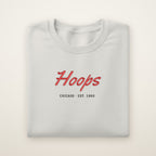 Chicago Basketball Embroidered Crewneck — Basketball Script in Ash, flat lay