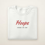 Chicago Basketball Embroidered Crewneck — Basketball Script in White, flat lay