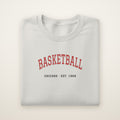 Chicago Basketball Embroidered Crewneck — Est. 1966 in Ash, flat lay