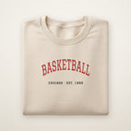 Chicago Basketball Embroidered Crewneck — Est. 1966 in Sand, flat lay