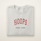 Chicago Basketball Embroidered Crewneck — Hoops in Ash, flat lay