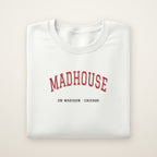 Chicago Basketball Embroidered Crewneck — Madhouse on Madison in White, flat lay