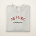 Chicago Basketball Embroidered Crewneck — Red & Black in Ash, flat lay