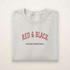 Chicago Basketball Embroidered Crewneck — Red & Black in Ash, flat lay