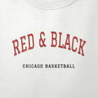 Close-up of the red & black satin-stitch Red & Black embroidery