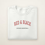 Chicago Basketball Embroidered Crewneck — Red & Black in White, flat lay