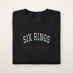 Chicago Basketball Embroidered Crewneck — Six Rings in Black, flat lay