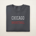 Chicago Basketball Embroidered Crewneck — Varsity in Dark Heather, flat lay