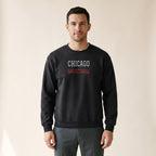 Model wearing the Chicago Basketball Varsity embroidered crewneck