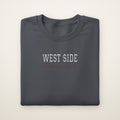 Chicago Basketball Embroidered Crewneck — West Side Coordinates in Dark Heather, flat lay
