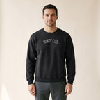 Model wearing the Chicago Basketball Windy City embroidered crewneck