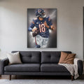 Chicago Bears Caleb Williams Canvas Wall Art | Vertical in a living room