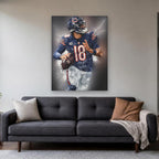 Chicago Bears Caleb Williams Canvas Wall Art | Vertical in a living room
