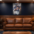 Chicago Bears Caleb Williams Canvas Wall Art | Vertical in a man cave