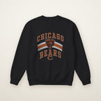 Chicago Bears Retro Crewneck in Black, flat lay on ivory