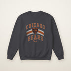 Chicago Bears Retro Crewneck in Dark Heather, flat lay on ivory