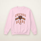 Chicago Bears Retro Crewneck in Light Pink, flat lay on ivory