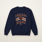 Chicago Bears Retro Crewneck in Navy, flat lay on ivory