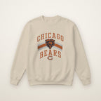 Chicago Bears Retro Crewneck in Sand, flat lay on ivory