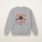 Chicago Bears Retro Crewneck in Sport Grey, flat lay on ivory