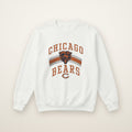 Chicago Bears Retro Crewneck in White, flat lay on ivory