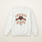 Chicago Bears Retro Crewneck in White, flat lay on ivory
