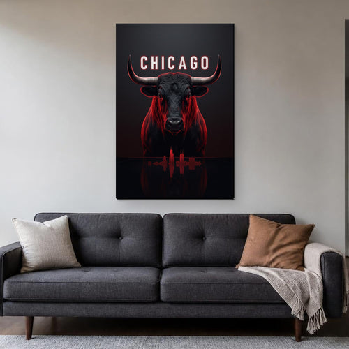 Madhouse on Madison Canvas on a living room wall