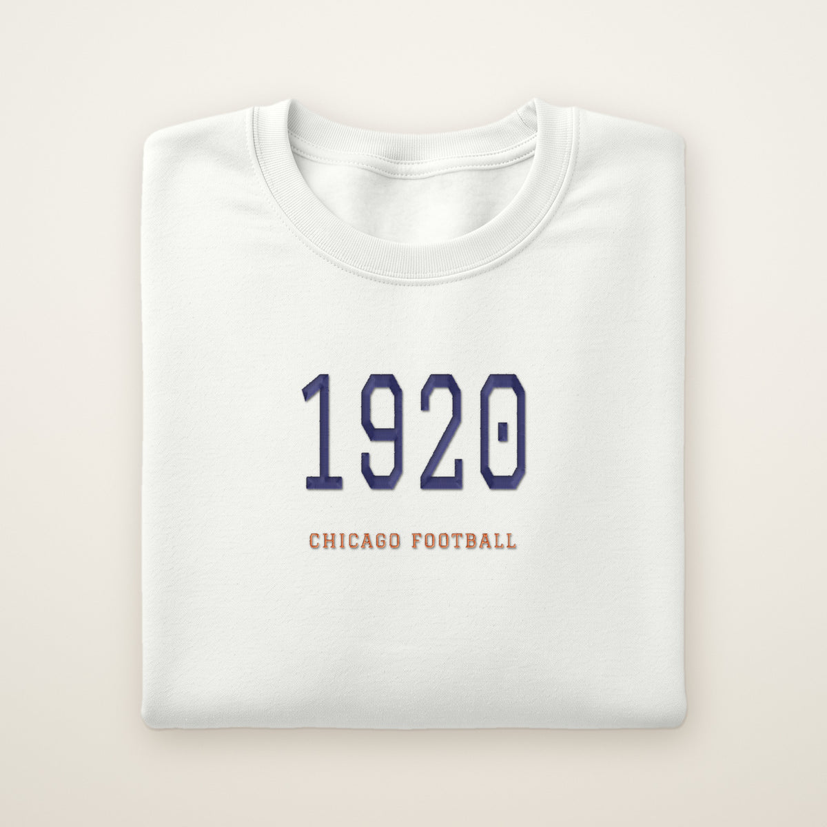 Chicago Football Embroidered Crewneck — 1920 in White, flat lay