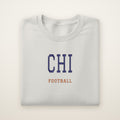 Chicago Football Embroidered Crewneck — CHI in Ash, flat lay