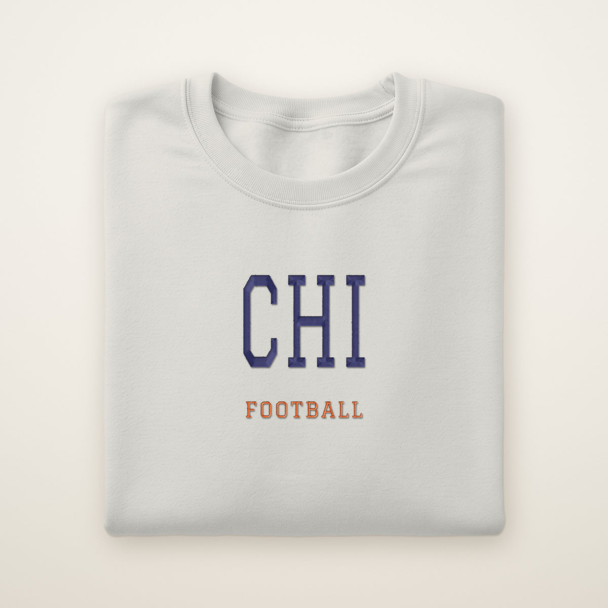 Chicago Football Embroidered Crewneck — CHI in Ash, flat lay