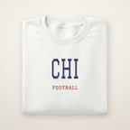 Chicago Football Embroidered Crewneck — CHI in White, flat lay