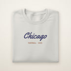 Chicago Football Embroidered Crewneck — Chicago Script in Ash, flat lay