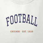 Close-up of the navy & orange satin-stitch Est. 1920 embroidery