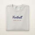 Chicago Football Embroidered Crewneck — Football Script in Ash, flat lay