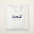 Chicago Football Embroidered Crewneck — Football Script in White, flat lay