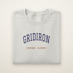 Chicago Football Embroidered Crewneck — Gridiron in Ash, flat lay