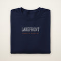 Chicago Football Embroidered Crewneck — Lakefront Coordinates in Navy, flat lay