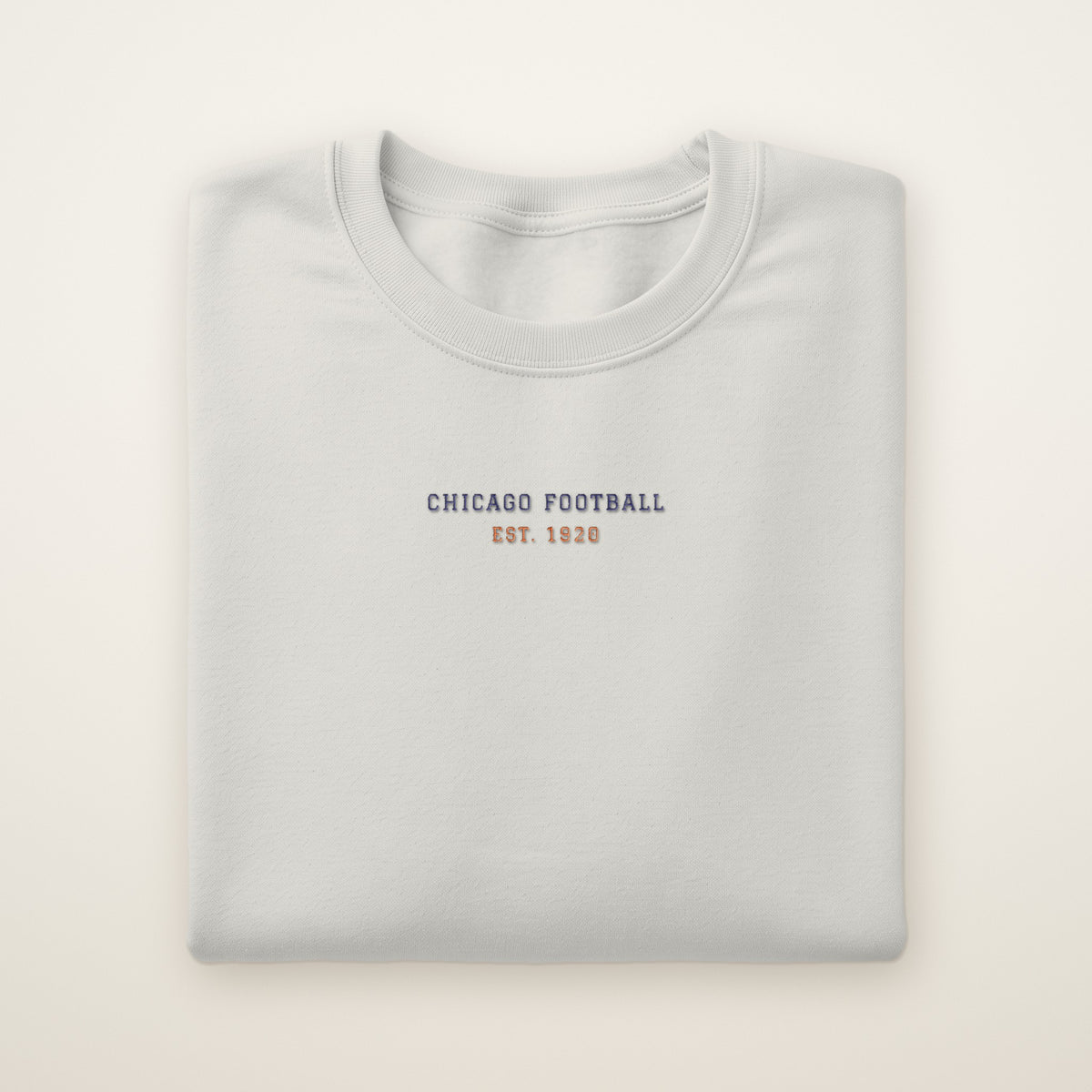 Chicago Football Embroidered Crewneck — Minimal in Ash, flat lay