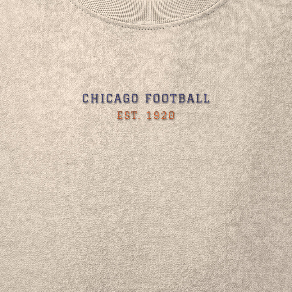 Close-up of the navy & orange satin-stitch Minimal embroidery