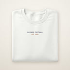 Chicago Football Embroidered Crewneck — Minimal in White, flat lay
