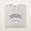 Chicago Football Embroidered Crewneck — Sundays in Chicago in Ash, flat lay