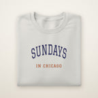 Chicago Football Embroidered Crewneck — Sundays in Chicago in Ash, flat lay