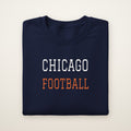 Chicago Football Embroidered Crewneck — Varsity in Navy, flat lay