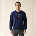 Model wearing the Chicago Football Varsity embroidered crewneck