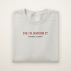 Chicago Hockey Embroidered Crewneck — 1901 W. Madison St. in Ash, flat lay