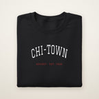 Chicago Hockey Embroidered Crewneck — Chi-Town in Black, flat lay