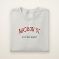 Chicago Hockey Embroidered Crewneck — Madison St. in Ash, flat lay