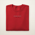 Chicago Hockey Embroidered Crewneck — Minimal in Red, flat lay