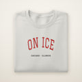 Chicago Hockey Embroidered Crewneck — On Ice in Ash, flat lay