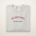 Chicago Hockey Embroidered Crewneck — Red, Black & White in Ash, flat lay